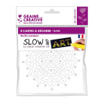 Pré-dessiné Slow & Art 5 Cartes Mandala blanc