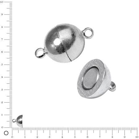 Magnétique rond 10 mm fermoir boule plaqué argent motif texturé solide-FC4498 