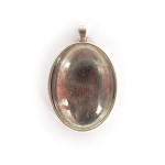 Pendentif Ovale Argenté avec cabochon - 33 x 43 mm