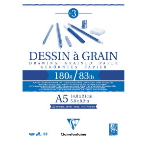 Bloc dessin à grain 180 g/m² - 14,8 x 21 cm (A5)