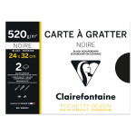 Pochette de 2 cartes à gratter - Noir - 520 g/m² - 24 x 32 cm